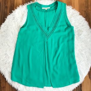 Daniel Rainn Teal Sleeveless V-neck Blouse Small